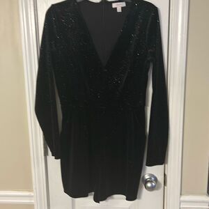 Candies Black Sparkle Shorts Romper - Medium - long sleeve